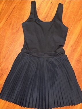 All in Motion Pleated Active Dress NWOT Black S Built-In Shorts Shelf Bra
